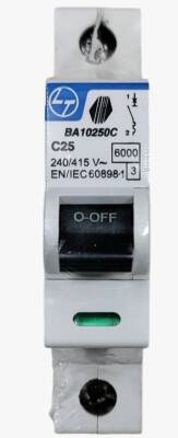 BA10250C-25A, 6kA, C Type, 1P MCB - 1