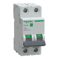 EZ9F57216 - Easy9 Pro 2P C 16A MCB 6000A - Schneider Electric