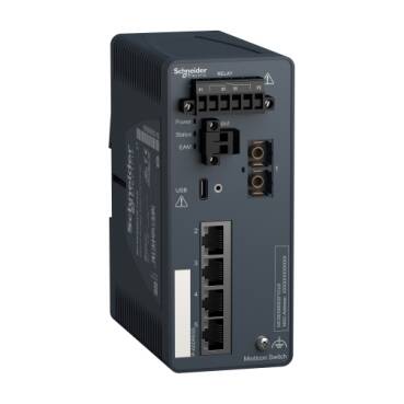 MCSESM053F1CU0 - Modicon Yönetilen Anahtar - bakır için 4 bağlantı noktası + fiber optik çok modlu için 1 bağlantı noktası - 1