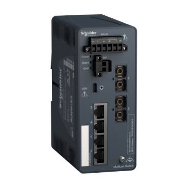 MCSESM063F2CU0 - Modicon Yönetilen Anahtar - bakır için 4 bağlantı noktası + fiber optik çok modlu için 2 bağlantı noktası - 1