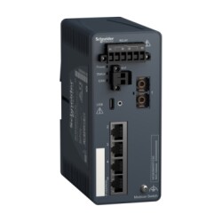MCSESM053F1CS0 - Modicon Yönetilen Anahtar - bakır için 4 bağlantı noktası + fiber optik tekli mod için 1 bağlantı noktası - 1