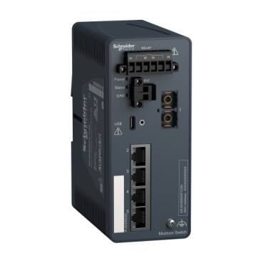MCSESM053F1CS0 - Modicon Yönetilen Anahtar - bakır için 4 bağlantı noktası + fiber optik tekli mod için 1 bağlantı noktası - 1