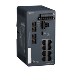 MCSESM103F2CU0 - Modicon Yönetilen Anahtar - bakır için 8 bağlantı noktası + fiber optik çok modlu için 2 bağlantı noktası - 1