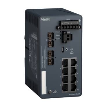 MCSESM103F2CS0 - Modicon Yönetilen Anahtar - bakır için 8 bağlantı noktası + fiber optik tekli mod için 2 bağlantı noktası - 1