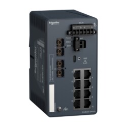 MCSESM103F2CS0H - Modicon Yönetilen Anahtar - bakır için 8 bağlantı noktası + fiber optik tekli mod için 2 bağlantı noktası - Sert - 1