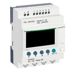 SR3B101FU - Modüler Akıllı Röle Zelio Logic - 10 G Ç - 100..240 V Ac - Saat - Ekran - Schneider Electric