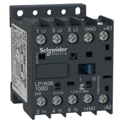 LP1K0610BD - Tesys K Kontaktör 3P 6A Ac3 24Vdc 1Na - Schneider Electric
